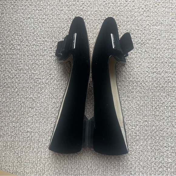 Michael Kors Kiera Velvet Ballet Flats Size 7 Black Silver Front Bow Women EUC - Picture 4 of 13